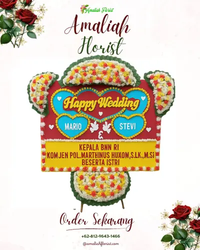 Karangan Papan Bunga Pernikahan di Sukagumiwang